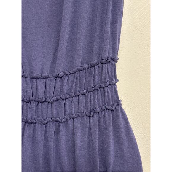 90s Y2K Max Studio Babydoll Tunic L Perrywinkle Blue Ruched Waist Going Out Top - Picture 5 of 10